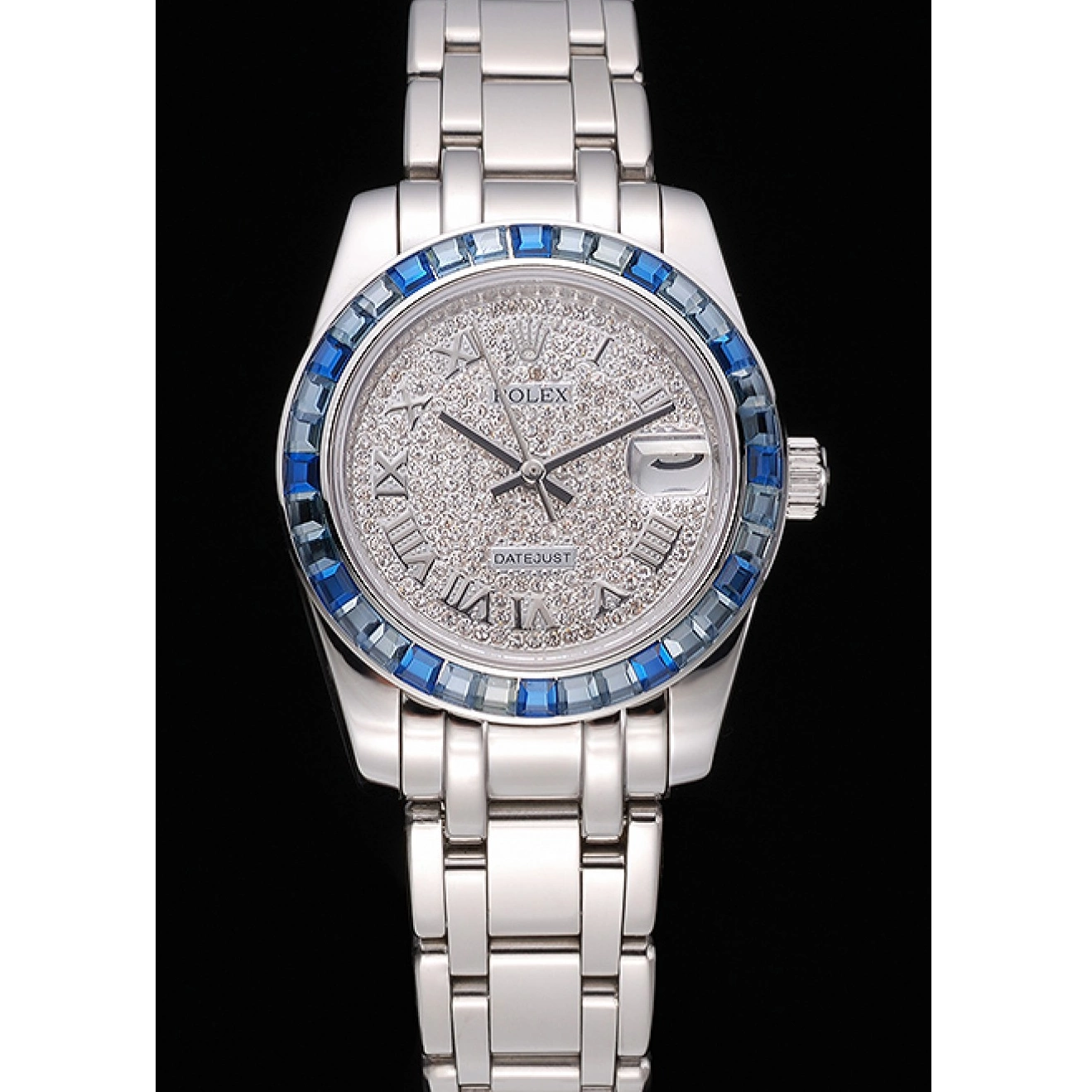 Aaa replica watch Datejust Bezel Stainless Jewels Dial Case 622834 Steel And Blue Bracelet Rolex Diamond 0612